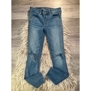American Eagle super stretch womens distressed jegging ankle blue jean